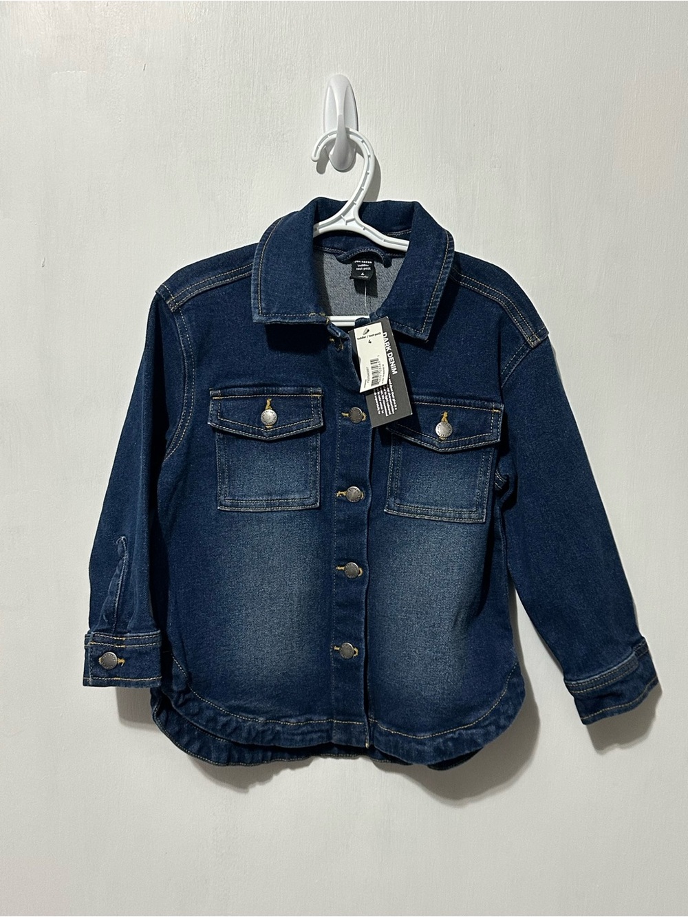 Girls Joe fresh new with tags Dark Blue Denim Jacket -Classic Button Front sz 4